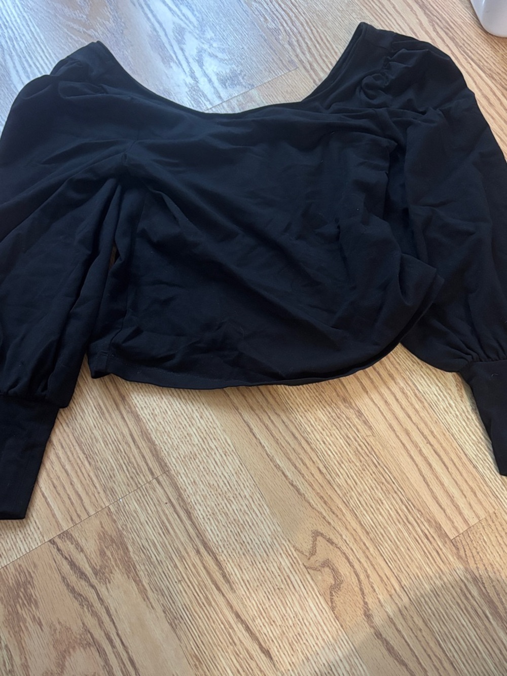 7 For All Mankind Black Puff Sleeve Long Sleeve Top
